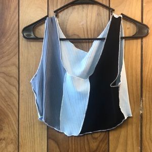 Multi-colored blue crop top